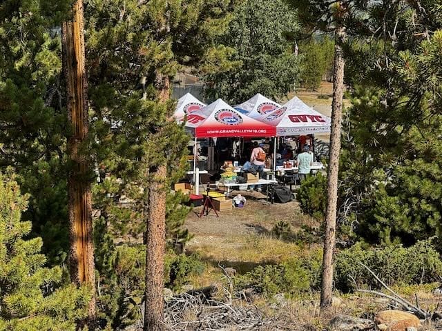 The GVYC Race tents in the trees at a CO League race